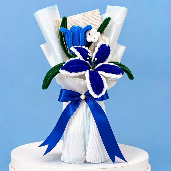 Foreverlove24_Blue_Nylon_Flower_Bouquet_For_Gifting