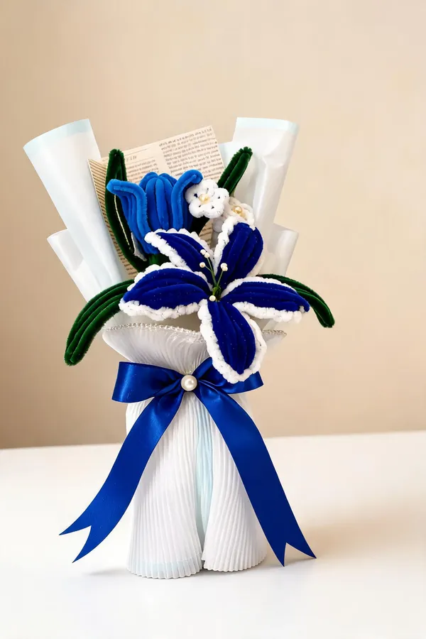 Foreverlove24_Blue_Nylon_Flower_Bouquet_For_Gifting