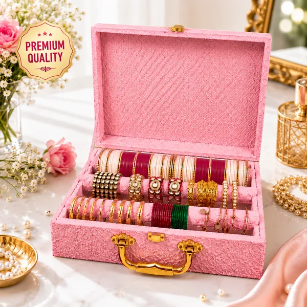 Cosmovault_Bridal_Wedding_Bangle_Storage_Case_3_Rods_Velvet_Bangle_Organizer_Box_|_D-Lock_Bangle_Storage__And__Organization_Bangle__And__Bracelet_Organizer_Bridal_Bangle_Storage_Vanity_Box(Pink)