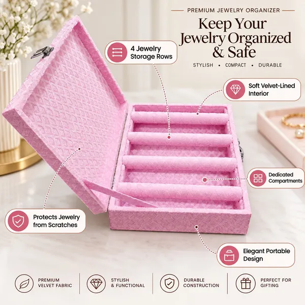 Cosmovault_Bridal_Wedding_Bangle_Storage_Case_4_Rods_Velvet_Bangle_Organizer_Box_|_D-Lock_Bangle_Storage__And__Organization_Bangle__And__Bracelet_Organizer_Bridal_Bangle_Storage_Vanity_Box(Pink)