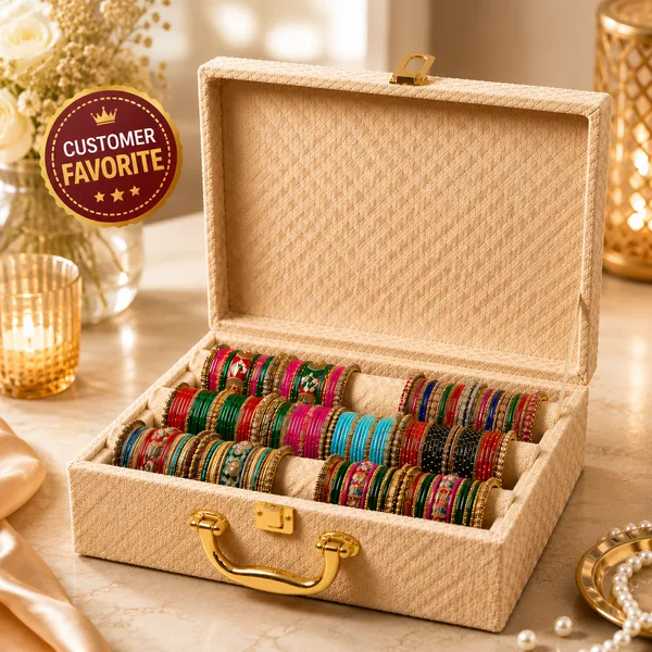Cosmovault_Bridal_Wedding_Bangle_Storage_Case_3_Rods_Velvet_Bangle_Organizer_Box__D-Lock_Bangle_Storage__And__Organization_Bangle__And__Bracelet_Organizer_Bridal_Bangle_Storage_Vanity_Box(Cream)