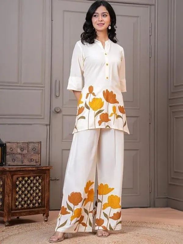 Womens_Pure_Rayon_3_4_Sleeves_Collar_Neck_Co_Ord_Set_Featuring_Lotus_Design_More