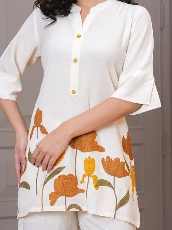 Womens_Pure_Rayon_3_4_Sleeves_Collar_Neck_Co_Ord_Set_Featuring_Lotus_Design_More