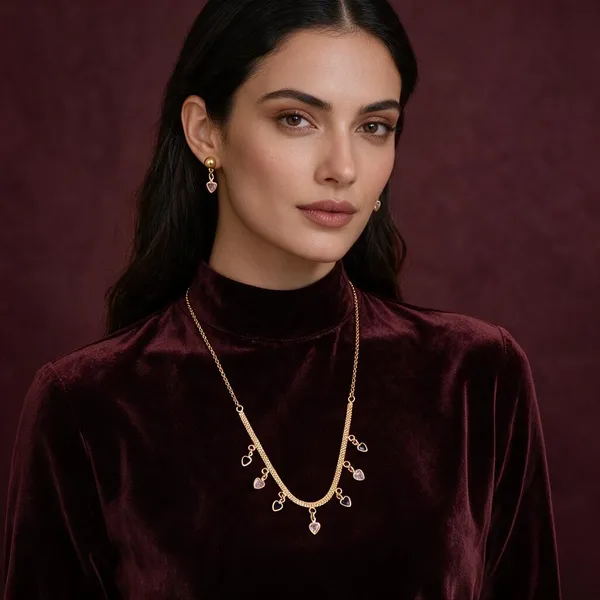 Gold_Brass_Necklace_And_Earrings_Set_For_Women