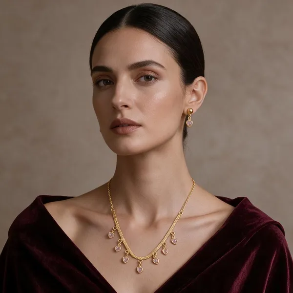 Gold_Brass_Necklace_And_Earrings_Set_For_Women