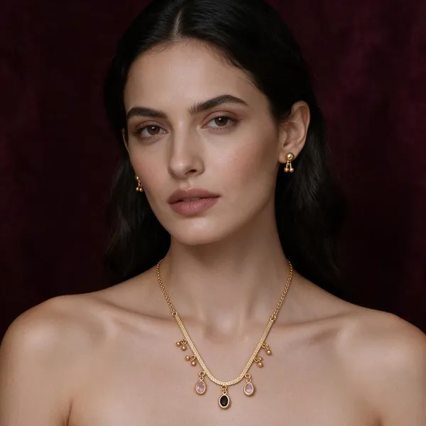 Gold_Brass_Necklace_And_Earrings_Set_For_Women