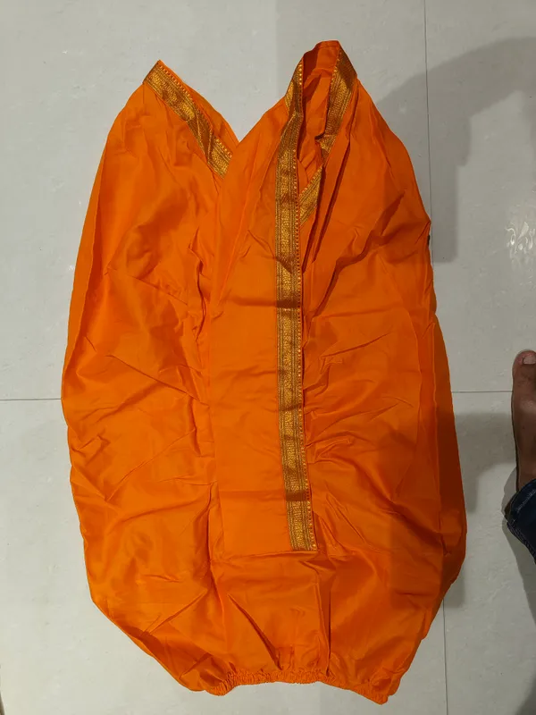 Orange_Ethnic_Kurta_With_Gold_Trim_for_Women