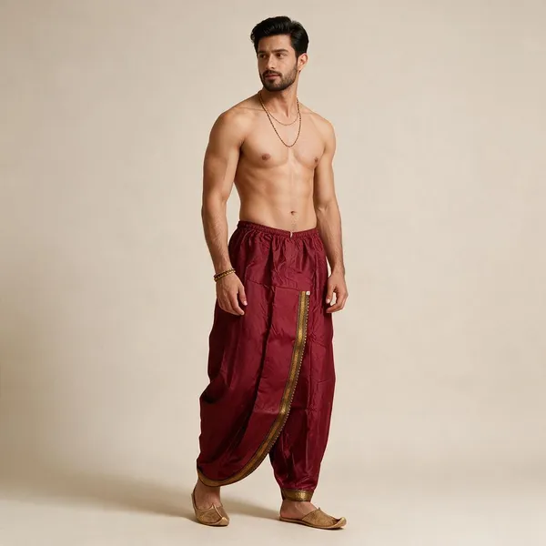 Maroon_Cotton_Dhoti_For_Men