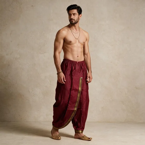 Maroon_Cotton_Dhoti_For_Men