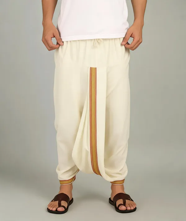 Cream_Pure_Cotton_Dhoti_For_Men