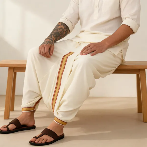 Cream_Pure_Cotton_Dhoti_For_Men