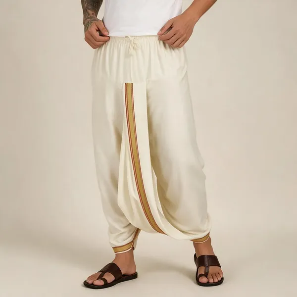 Cream_Pure_Cotton_Dhoti_For_Men