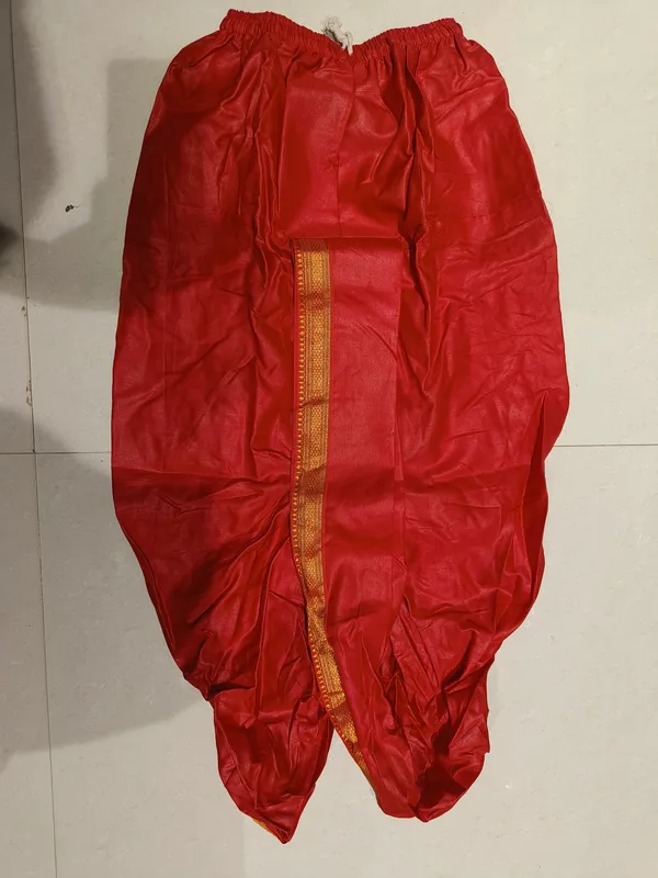 Red_Cotton_Traditional_Border_Dhoti_For_Men