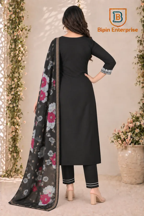Black_Embroidered_Straight_Kurta_Suit_Set_For_Women