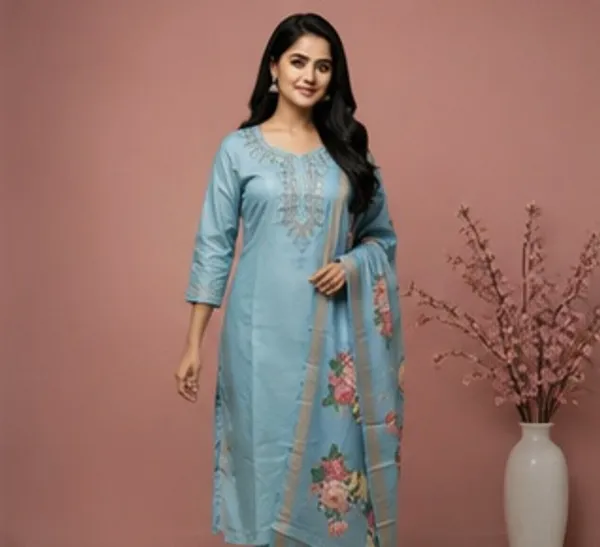 Blue_Floral_Printed_Straight_Kurta_Set_For_Women