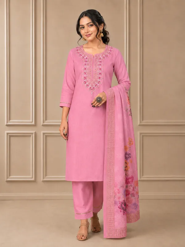 Pink_Embroidered_Straight_Kurta_Set_For_Women