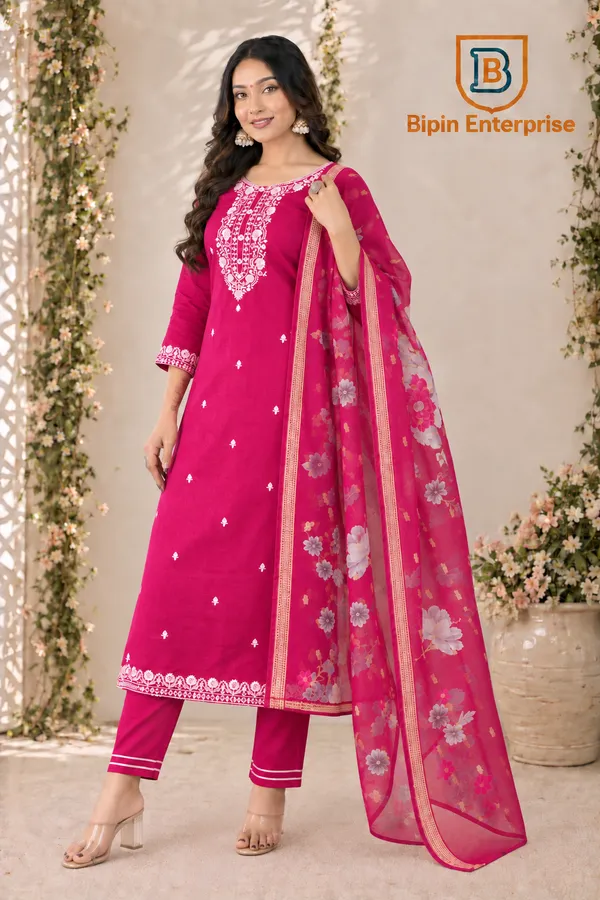 Pink_Embroidered_Straight_Kurta_Set_With_Floral_Dupatta_For_Women
