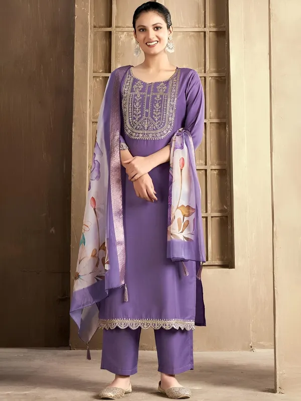 Purple_Embroidered_Straight_Kurta_Set_For_Women