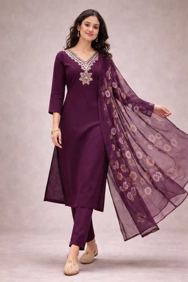 Purple_Embroidered_Straight_Kurta_Pant_Dupatta_Set_For_Women