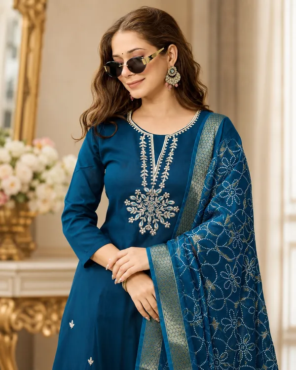 Navy_Blue_Embroidered_Straight_Kurta_Set_For_Women