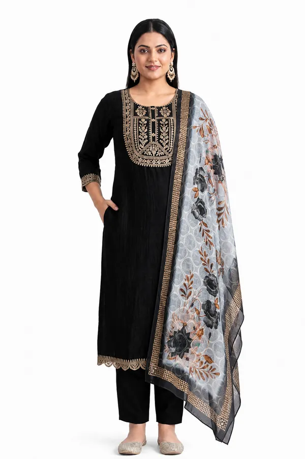 Black_Embroidered_Straight_Kurta_Set_With_Dupatta_For_Women