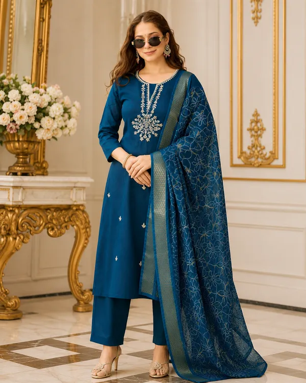 Navy_Blue_Embroidered_Straight_Kurta_Set_For_Women