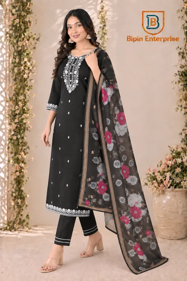 Black_Embroidered_Straight_Kurta_Suit_Set_For_Women
