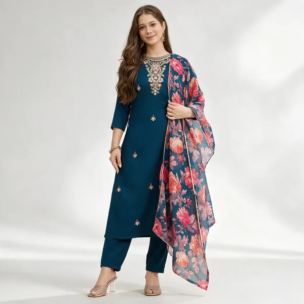 Blue_Embroidered_Straight_Kurta_Set_For_Women