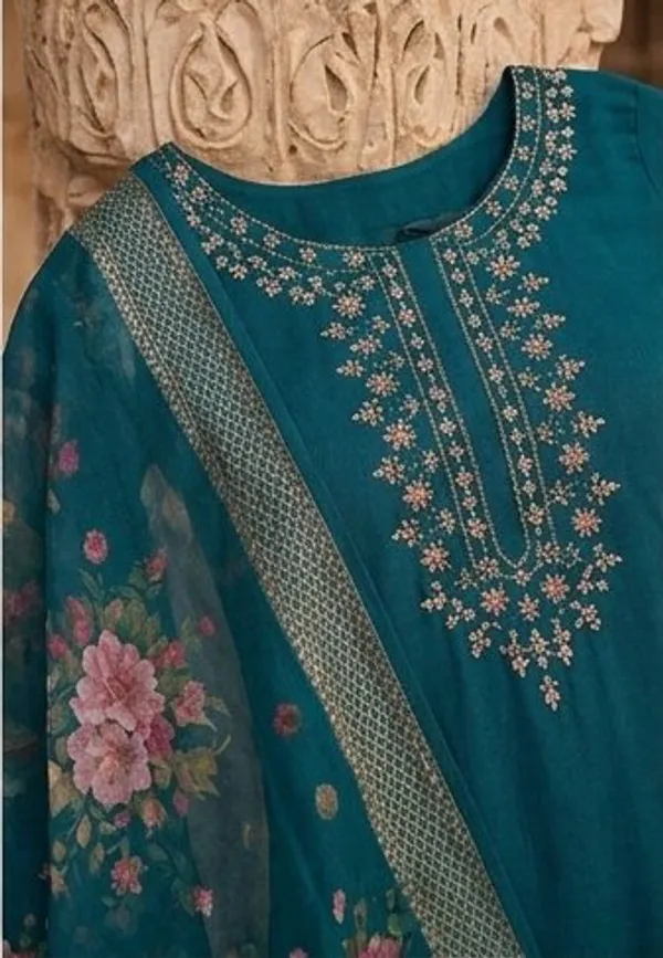 Teal_Embroidered_Straight_Kurta_Set_For_Women