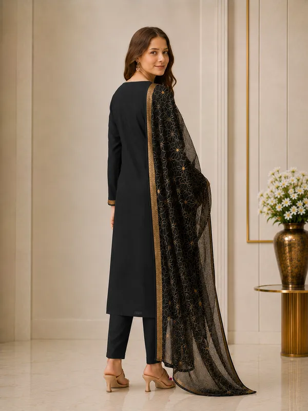 Black_Embroidered_Straight_Kurta_Set_For_Women