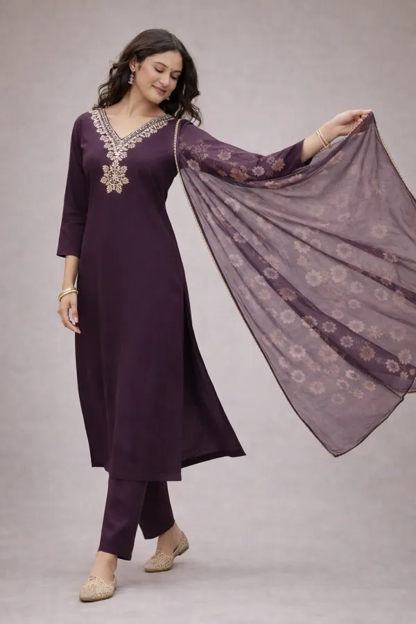 Purple_Embroidered_Straight_Kurta_Pant_Dupatta_Set_For_Women