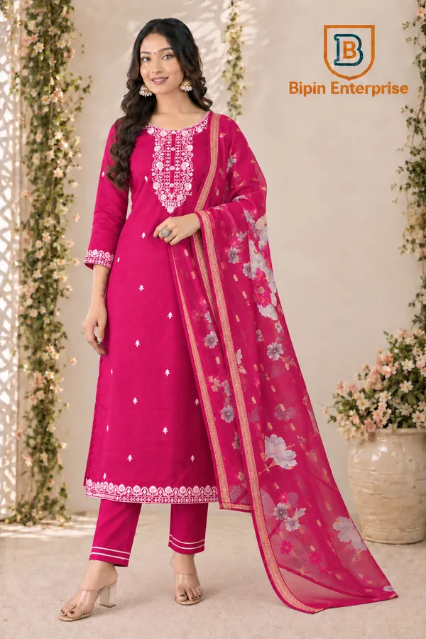Pink_Embroidered_Straight_Kurta_Set_With_Floral_Dupatta_For_Women