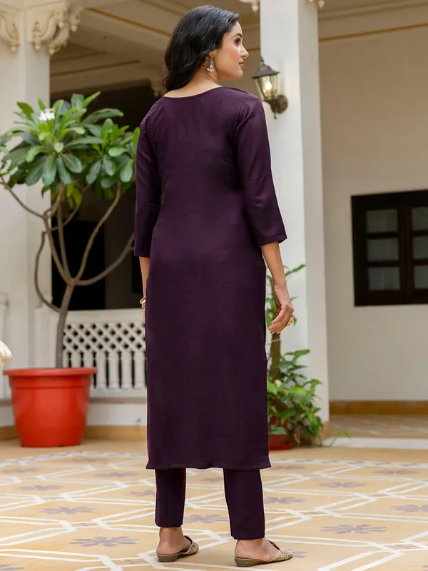 Purple_Embroidered_Straight_Kurta_Set_For_Women
