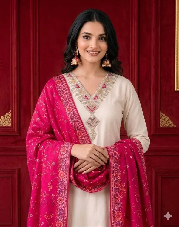 Cream_Embroidered_Straight_Kurta_Set_For_Women