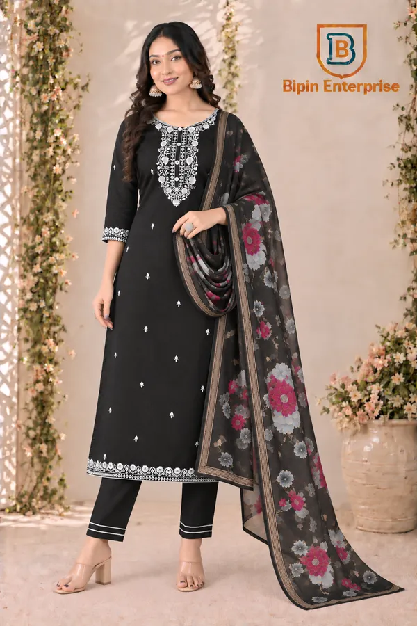 Black_Embroidered_Straight_Kurta_Suit_Set_For_Women