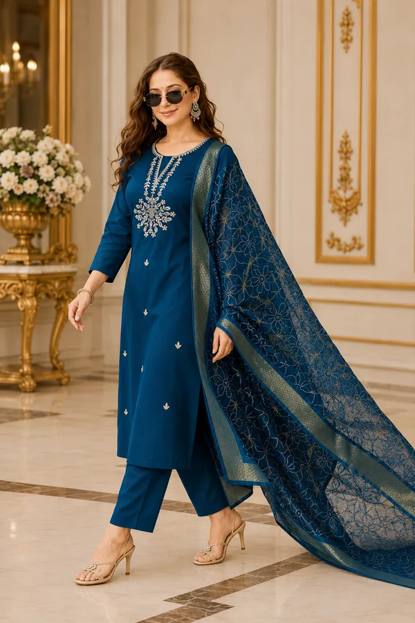 Navy_Blue_Embroidered_Straight_Kurta_Set_For_Women