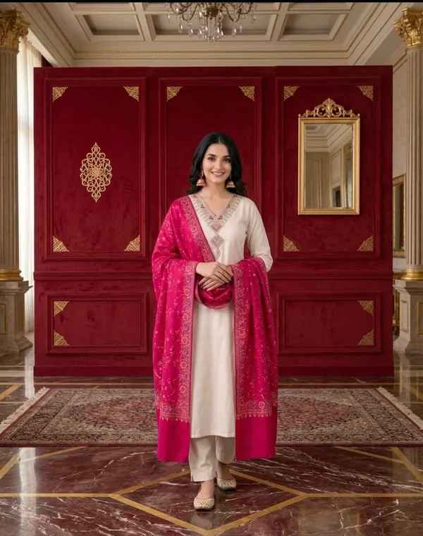 Cream_Embroidered_Straight_Kurta_Set_For_Women