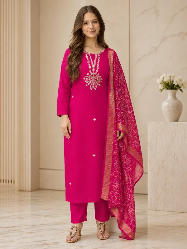 Pink_Embroidered_Straight_Kurta_Set_For_Women