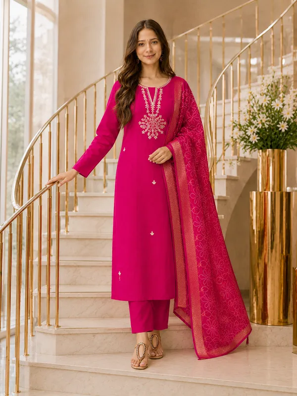 Pink_Embroidered_Straight_Kurta_Set_For_Women