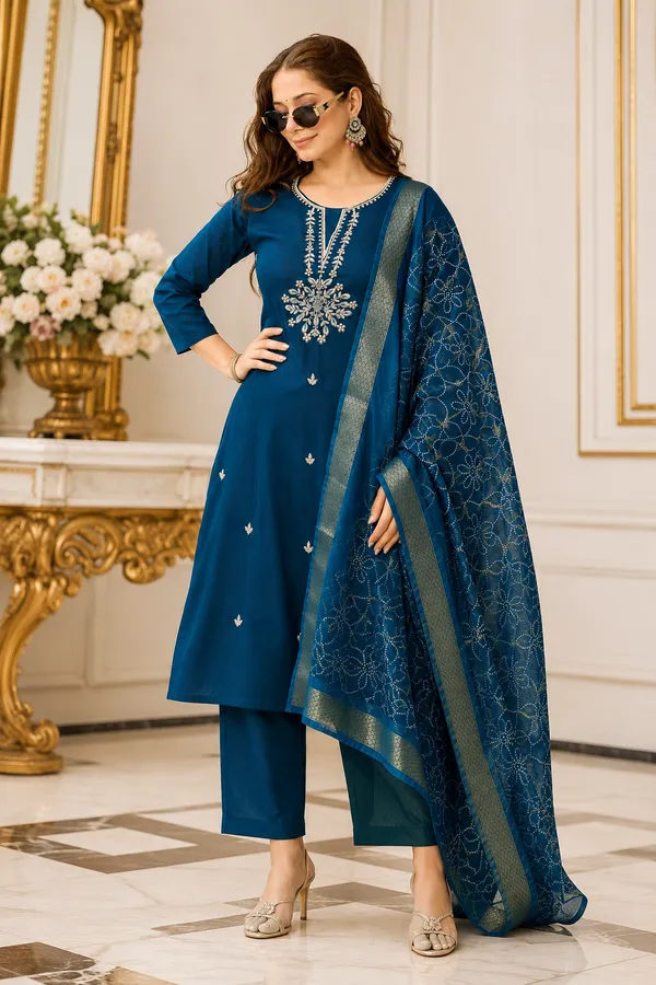 Navy_Blue_Embroidered_Straight_Kurta_Set_For_Women