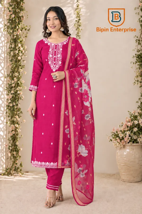 Pink_Embroidered_Straight_Kurta_Set_With_Floral_Dupatta_For_Women