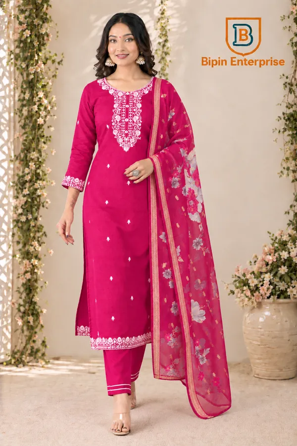 Pink_Embroidered_Straight_Kurta_Set_With_Floral_Dupatta_For_Women
