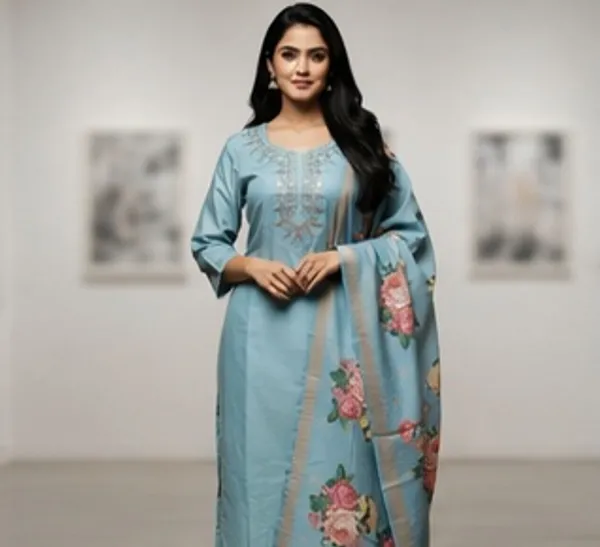Blue_Floral_Printed_Straight_Kurta_Set_For_Women