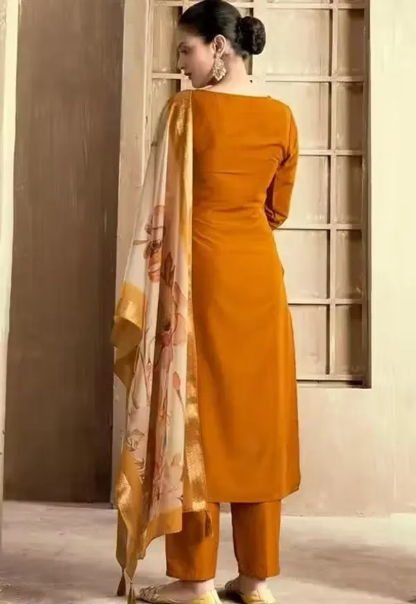 Mustard_Embroidered_Straight_Kurta_Set_For_Women