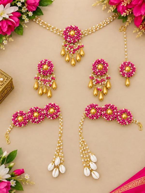 Pink_Beaded_Bridal_Jewellery_Set_for_Women