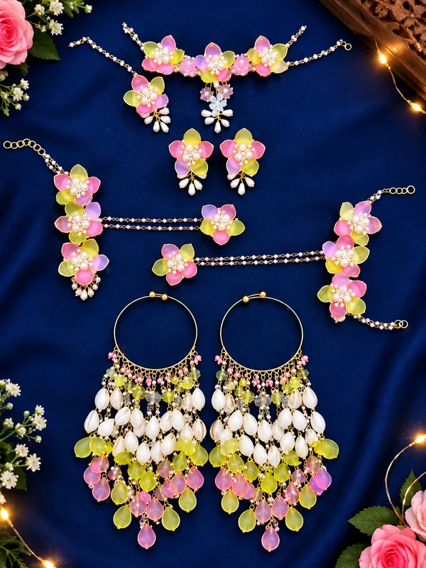 Multicolour_Floral_Beaded_haldi___Jewellery_Set_for_Women