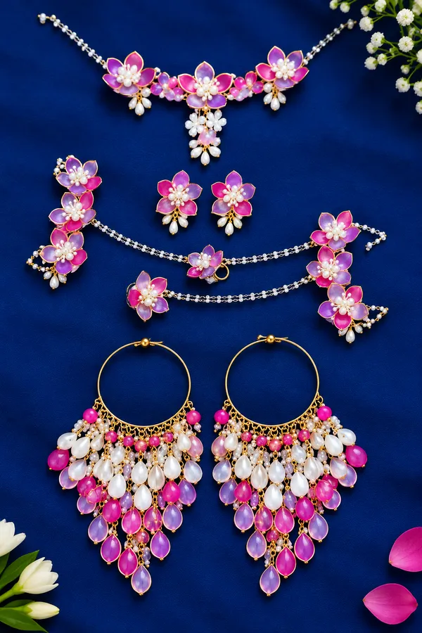 Pink_Floral_Statement_Jewellery_Set_for_Women