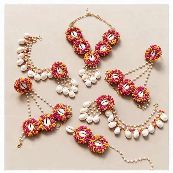 Multicolour_Beaded_Cowrie_Shell_Jewellery_Set_For_Women