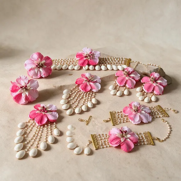 Pink_Floral_Pearl_Bridal_Jewellery_Set_For_Women