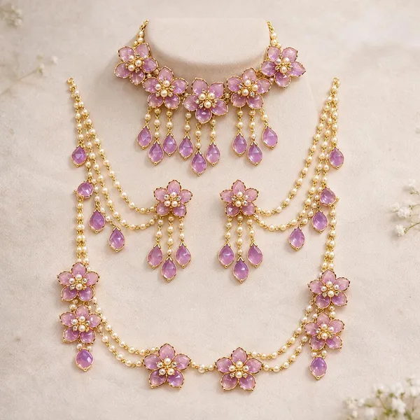 Pink_Floral_Traditional_Jewellery_Set_For_Women